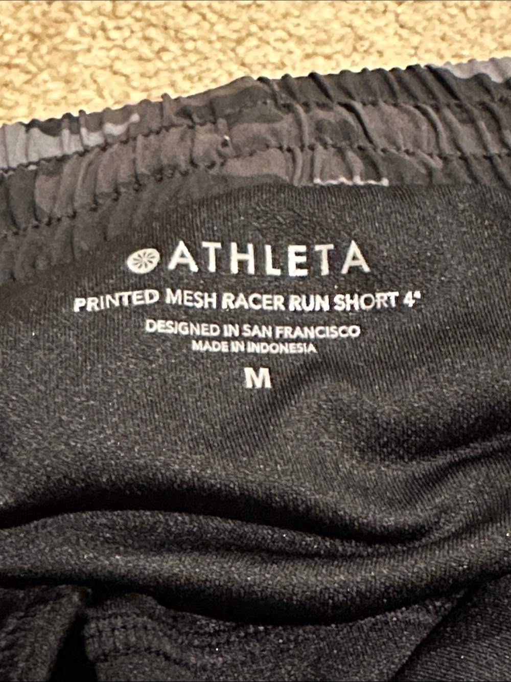 Athleta Black & Gray Camo Running Shorts - Picture 3 of 6